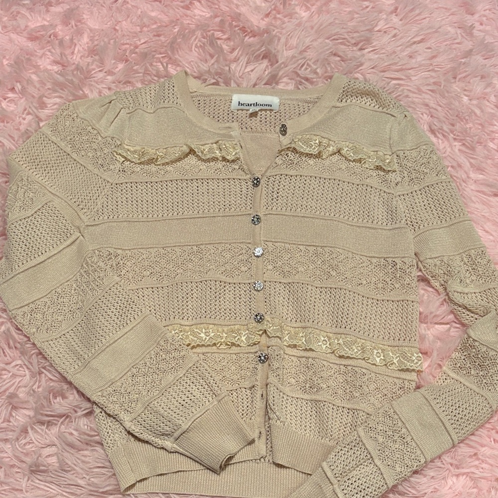 Heartloom Beige Lace Cardigan